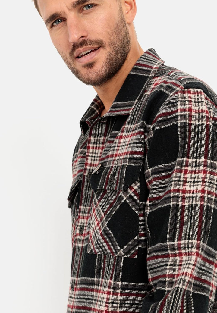camel active Herren Flanell Overshirt im Karomuster L Anthra, L Anthra