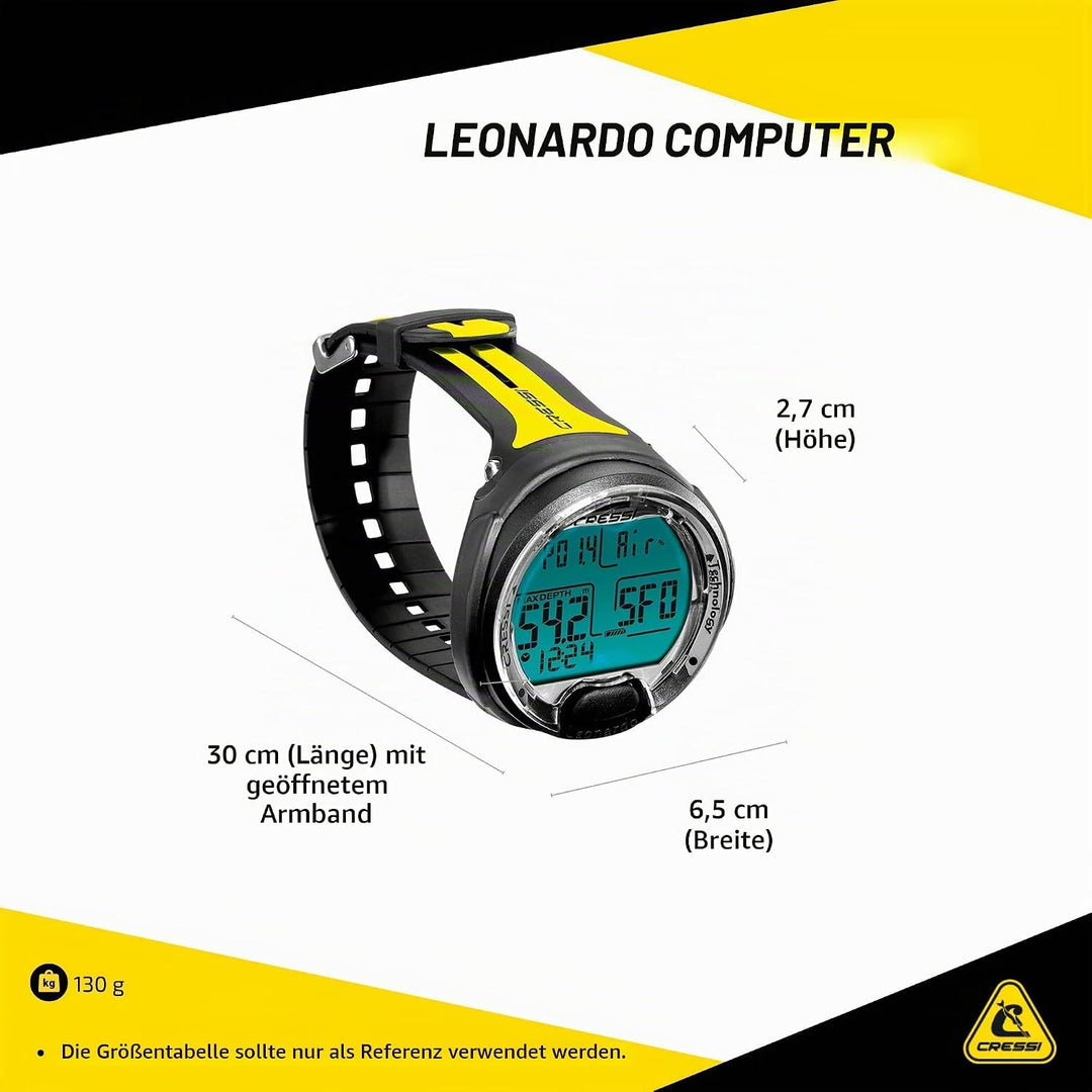Cressi Leonardo - Premium Tauchcomputer Air / Nitrox und Tiefenmesser Modi - WEEE NR. DE 13961704 Sc