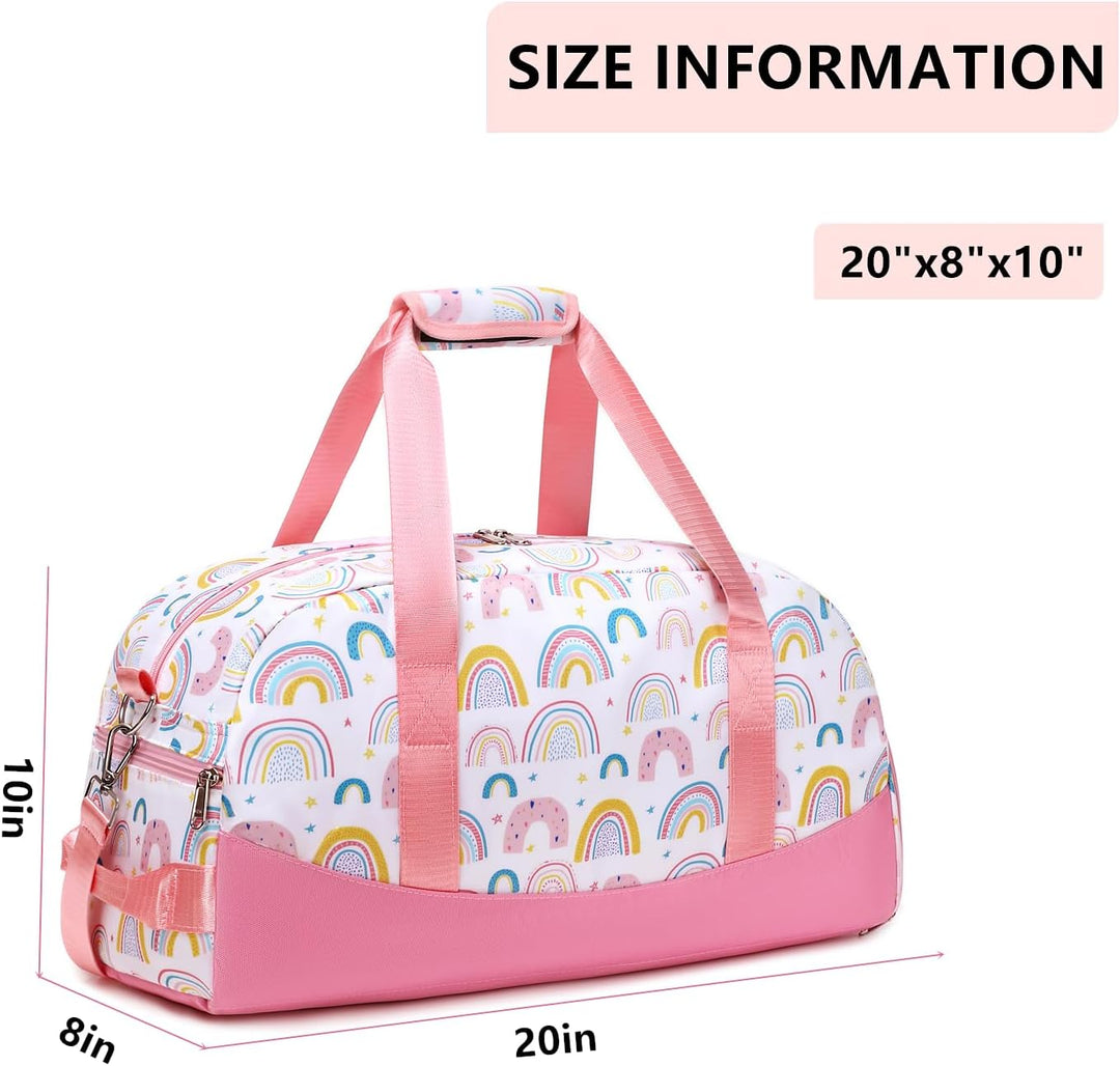 Lmwzh Kinder Sporttasche Reisetasche mitSchuhfach Turnbeutel wasserdichte Schwimmtasche(Regenbogenfa