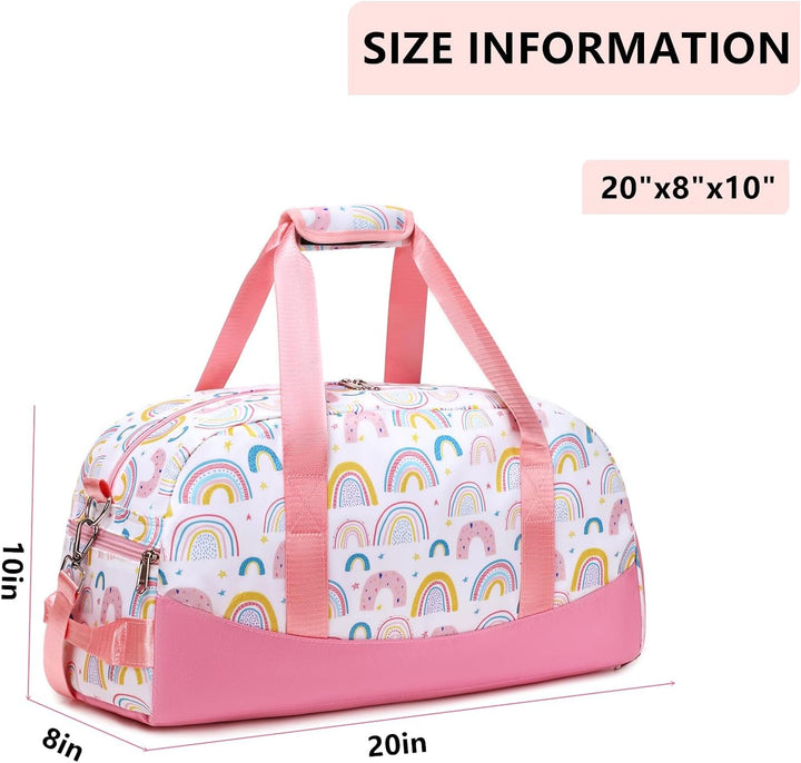 Lmwzh Kinder Sporttasche Reisetasche mitSchuhfach Turnbeutel wasserdichte Schwimmtasche(Regenbogenfa