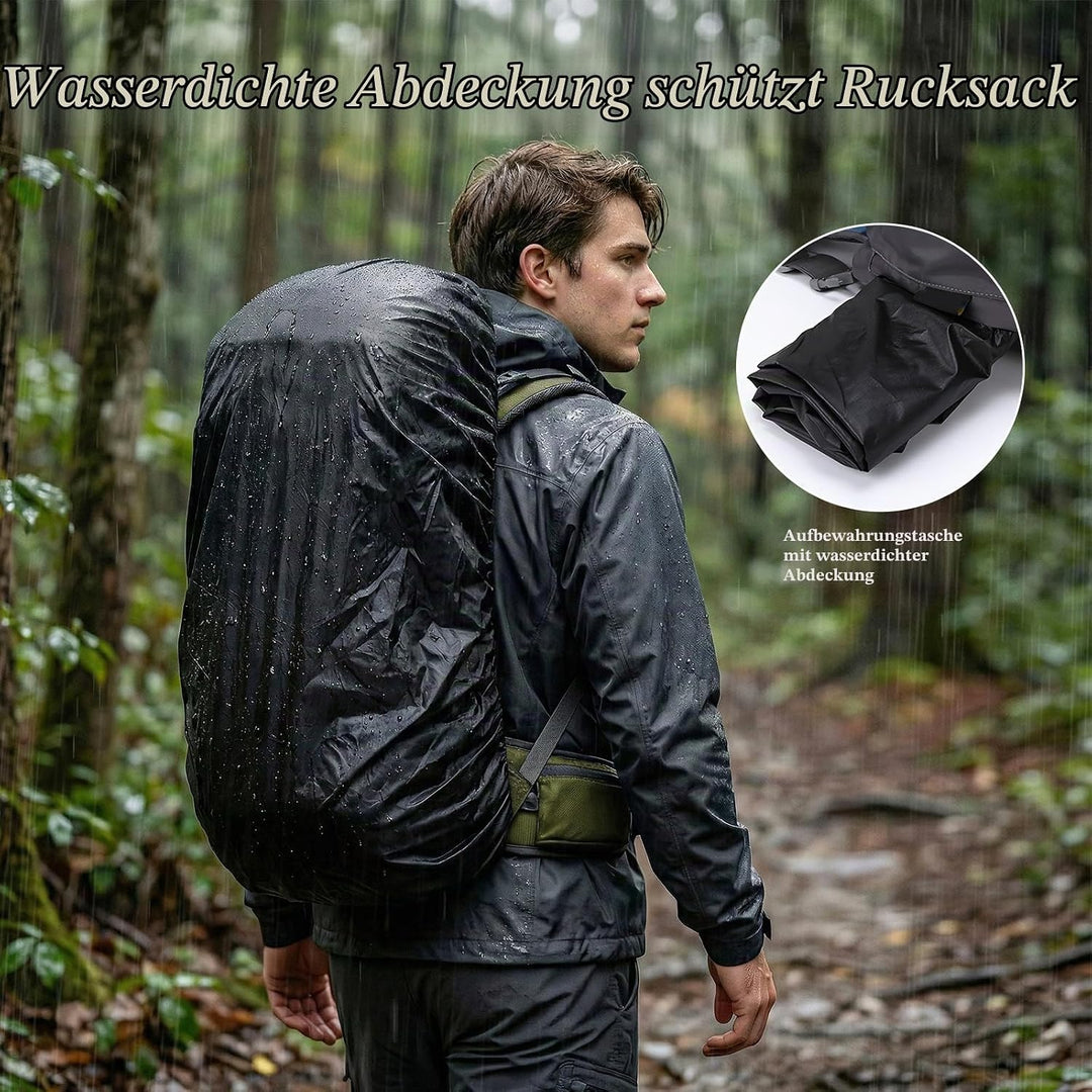 Wanderrucksack Wasserdicht 60L, Leichter Campingrucksack Sportlicher Reiserucksack Trekkingrucksack