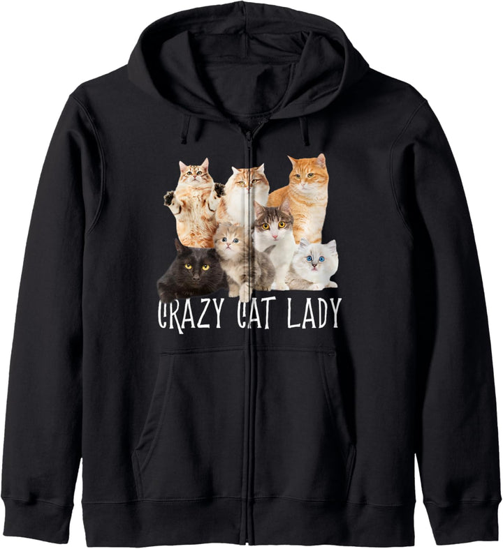 Crazy Cat Lady Katzen Kostüm Süss Karneval Fasching Party Kapuzenjacke