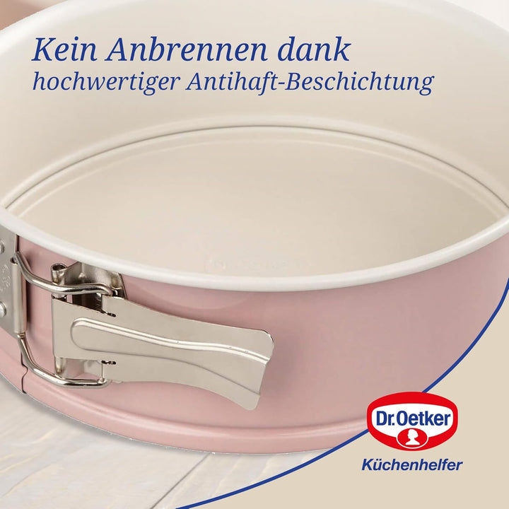 Dr. Oetker Springform Ø 20 cm mit Flachboden, runde Kuchenform Modern Baking - Retro Design mit zwei