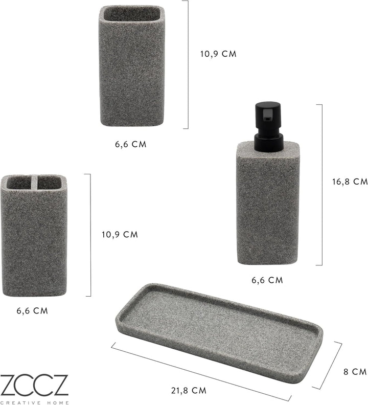 ZCCZ Badezimmer Set 4 Teile – Badezimmer Organizer mit Zahnbürstenhalter, Zahnputzbecher, Seifenspen