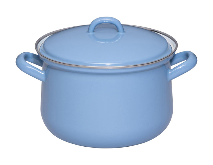 Riess, 0607-128, Fleischtopf mit Deckel 18cm, 2.5L, Emaille, CLASSIC Edition NATURE BLUE MEDIUM, 1,4