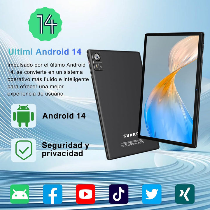 Neueste 2024 Tablet 10 Zoll Android 14 mit 22GB RAM+128GB ROM 1TB TF, WiFi 6, Bluetooth 5.0, 6000mAh