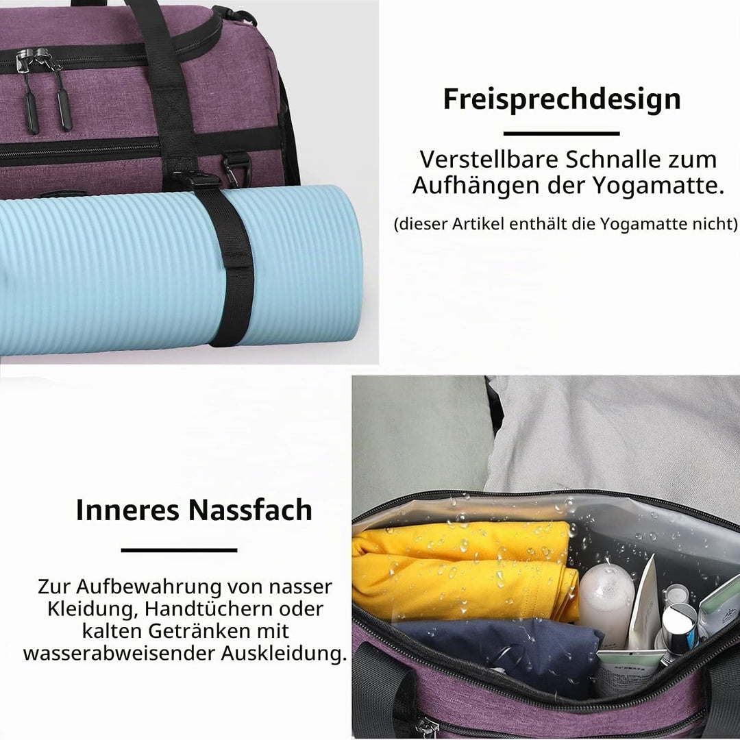 Lubardy Sporttasche Reisetasche Gross 40L Wasserdicht mit Sporthandtuch Schuhfach Nassfach Weekender