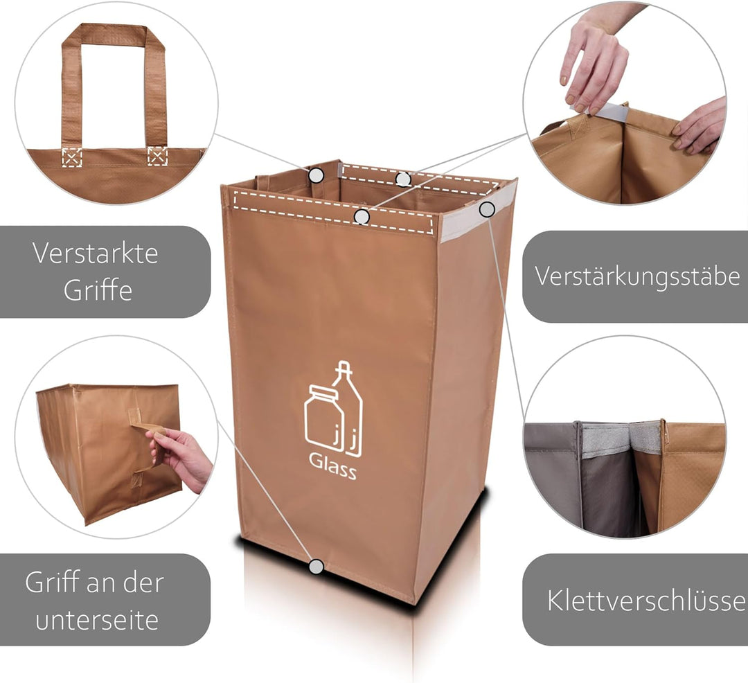 NYIKA - Mülltrennsystem 3fach - Recycling System - Mülltrennsystem - Altpapier Sammler - Mülltrennun