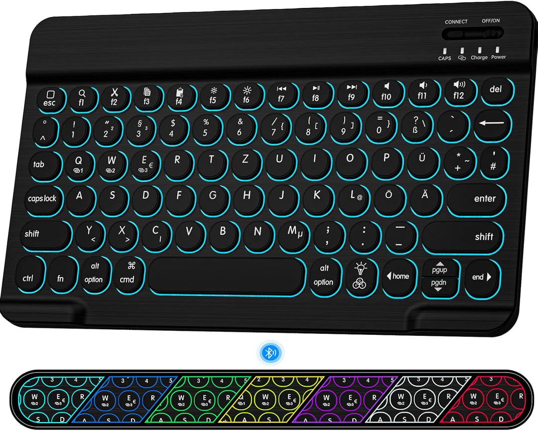 HUOBAO Bluetooth-Tastatur, kabellose Tastatur für iPad, iPhone, Android, Windows, Ultraschlanke wied