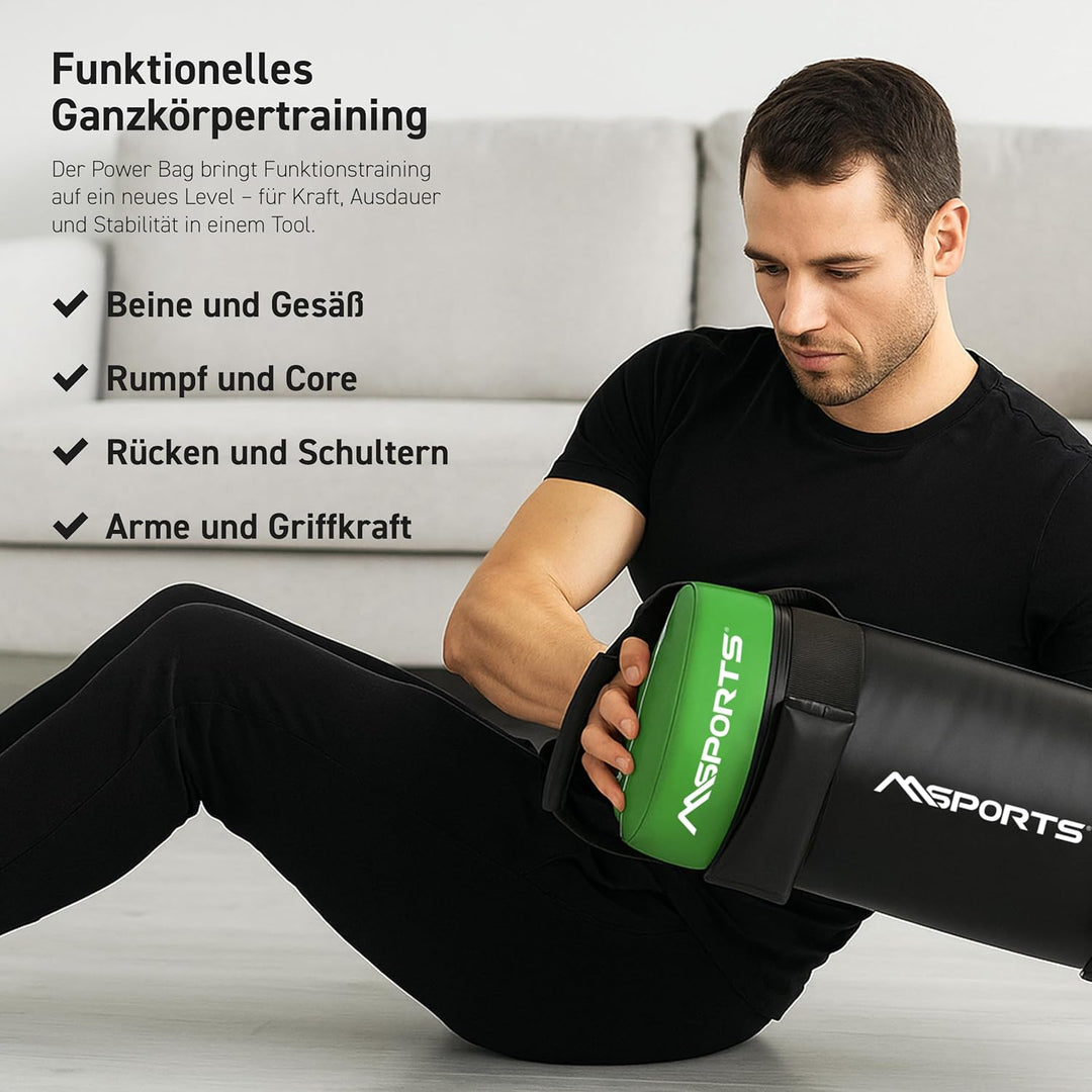 MSPORTS Power Bag Premium 5-30 kg Fitness Bag - Sandsack für Functional Fitness Gewichtssack 15 kg