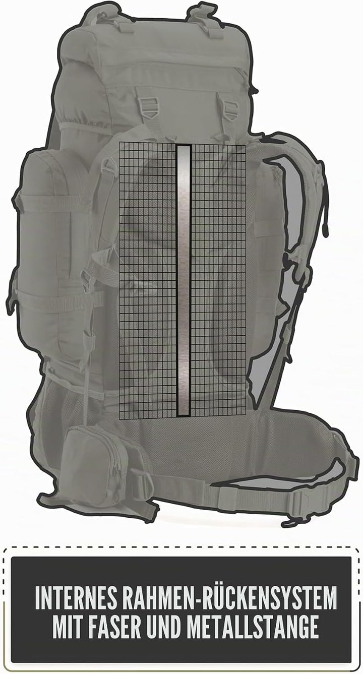 Tripole Rucksack Der Colonel-Serie Mit Innenrahmen - Mit Abnehmbarem Tagesrucksack Und Regenhülle 95