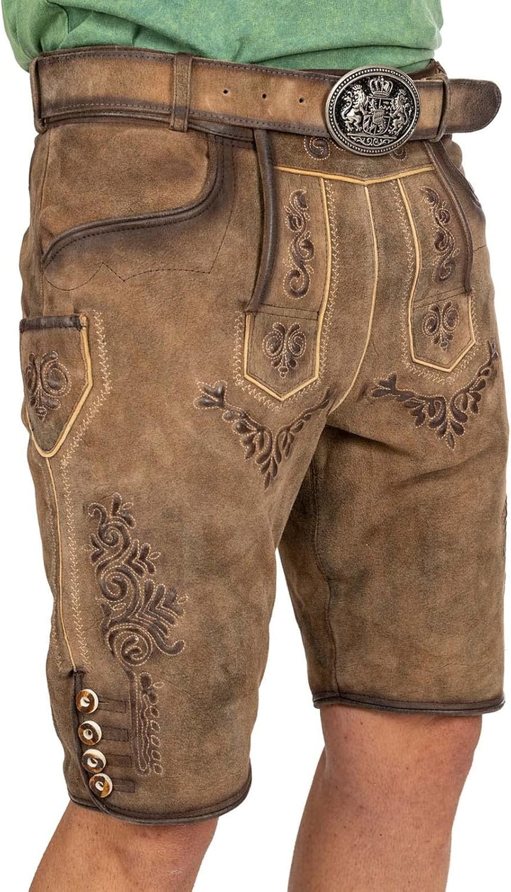 MADDOX Lederhose kurz Ronn W antik hafer, 50