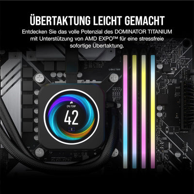 CORSAIR Dominator Titanium RGB DDR5 RAM 64GB (2x32GB) DDR5 6000MHz CL30 AMD Expo iCUE-Kompatibler Co