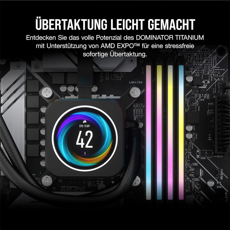 CORSAIR Dominator Titanium RGB DDR5 RAM 64GB (2x32GB) DDR5 6000MHz CL30 AMD Expo iCUE-Kompatibler Co