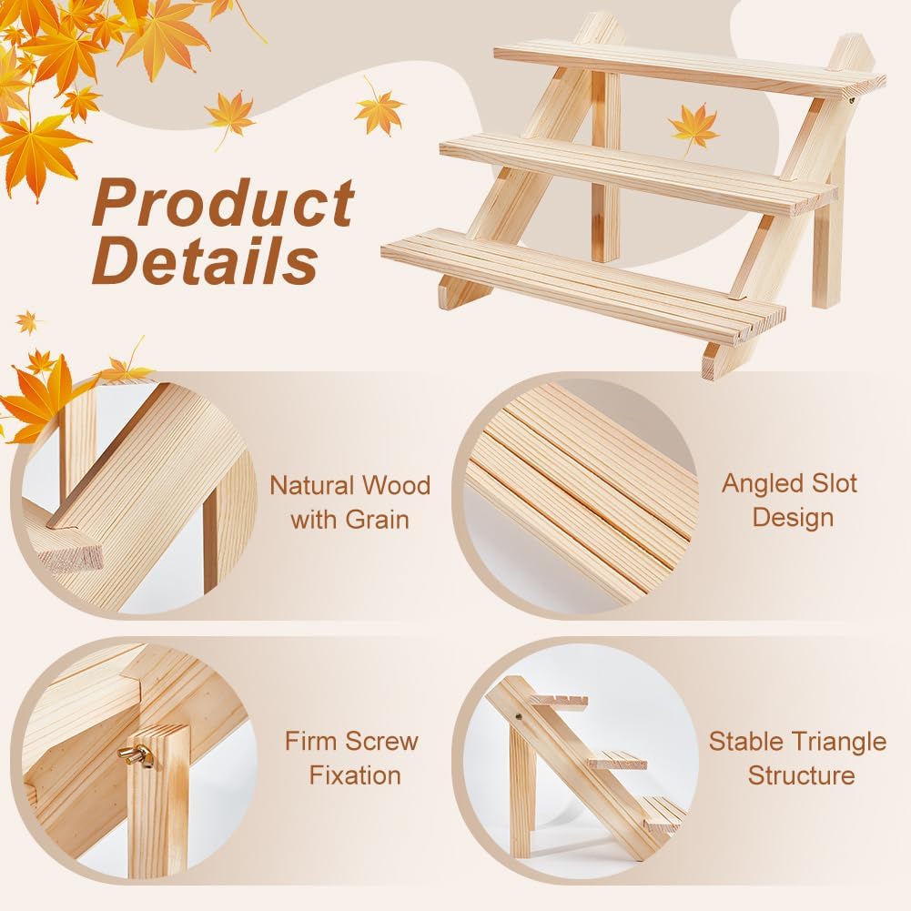 nbeads 3-Tier Log Retail Ohrring Display Riser, Ohrring Und Ringhalter Abnehmbarer Unbehandelter Hol