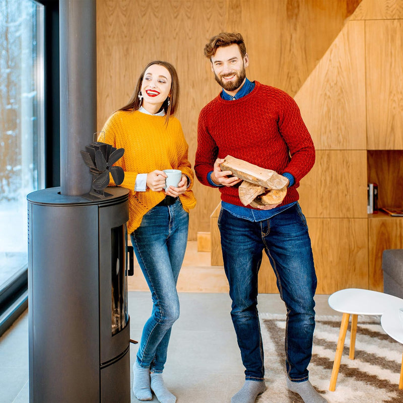 Relaxdays Ofenventilator ohne Strom, geräuscharm, für Kamin & Ofen, hitzebetrieben, 4 Blätter, Kamin