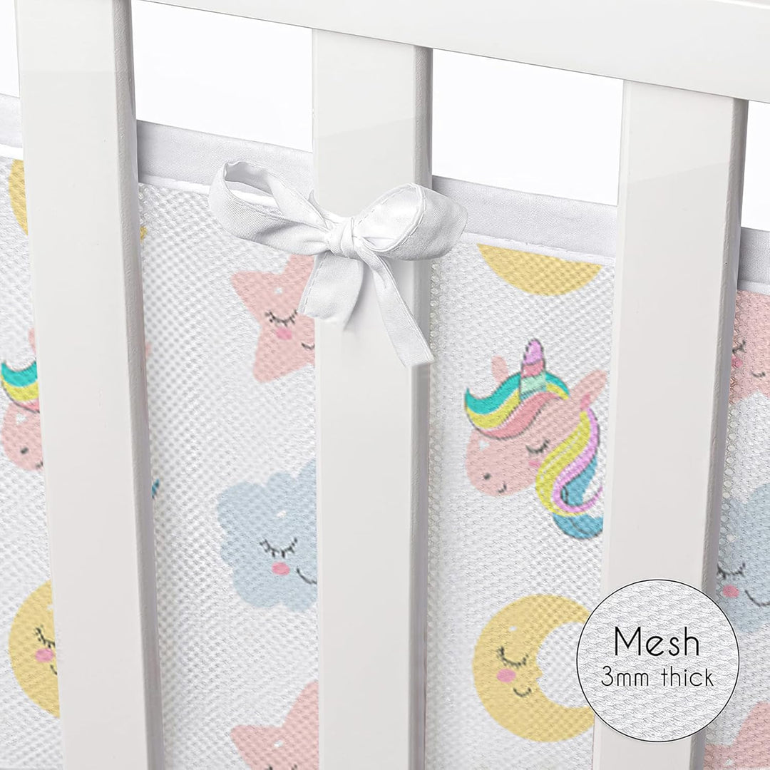 Bettumrandung Babybett,2 Stück Bettumrandung Nestchen Breathable 4-Seitiges Netzfutter für Kinderbet