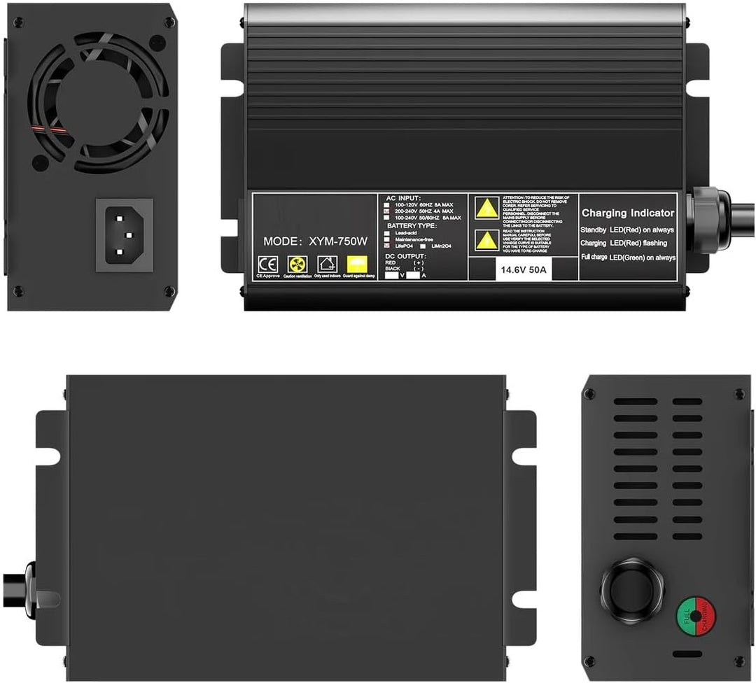 14,6 V 50 A LiFePO4 Akku-Ladegerät, Smart-Lader für 12,8 V Lithium-Eisenphosphat-Batterien Anderson