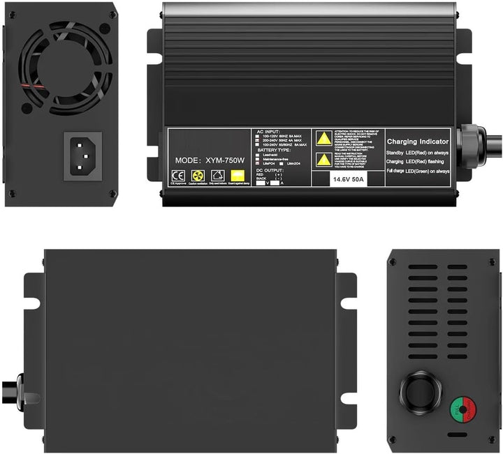 14,6 V 50 A LiFePO4 Akku-Ladegerät, Smart-Lader für 12,8 V Lithium-Eisenphosphat-Batterien Anderson