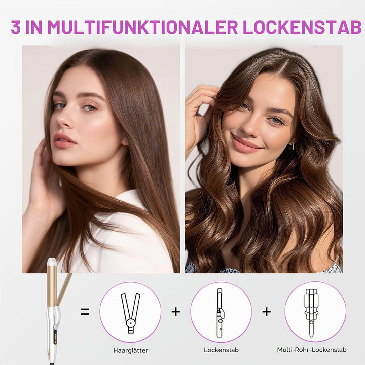 2 in 1 Glätteisen und Lockenstab, Vereint Locken und Glattes Haar in Einem GeräT, 32mm-Keramik-Ionen