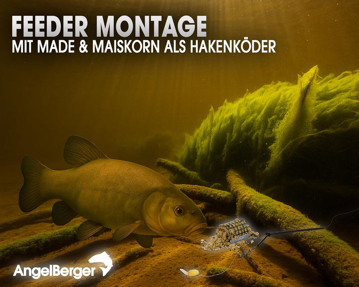 Angel-Berger Feeder Angelset Feederrute Rolle mit Zubehör Futterkorb Angelrute