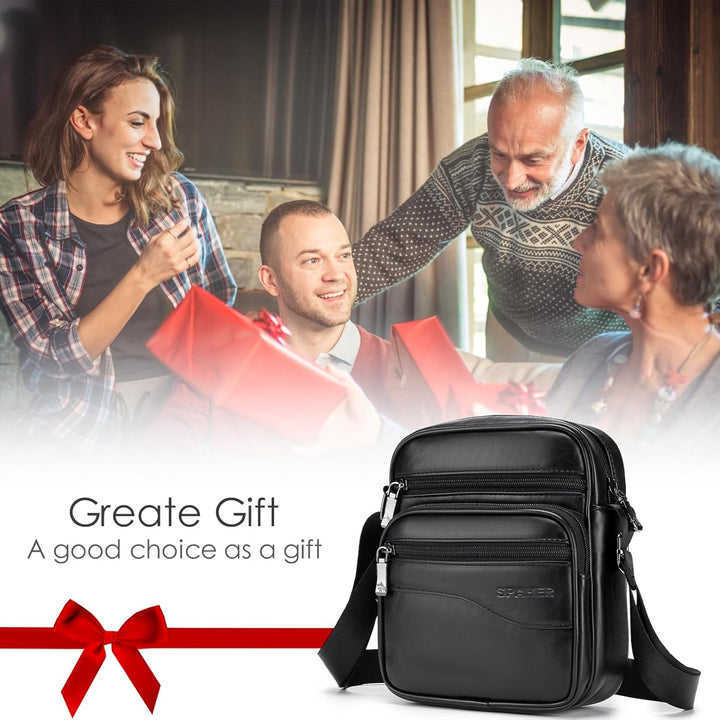 SPAHER Klein Umhängetaschen Herren Leder Herrentasche Schultertasche Handtaschen Männerhandtasche Ha