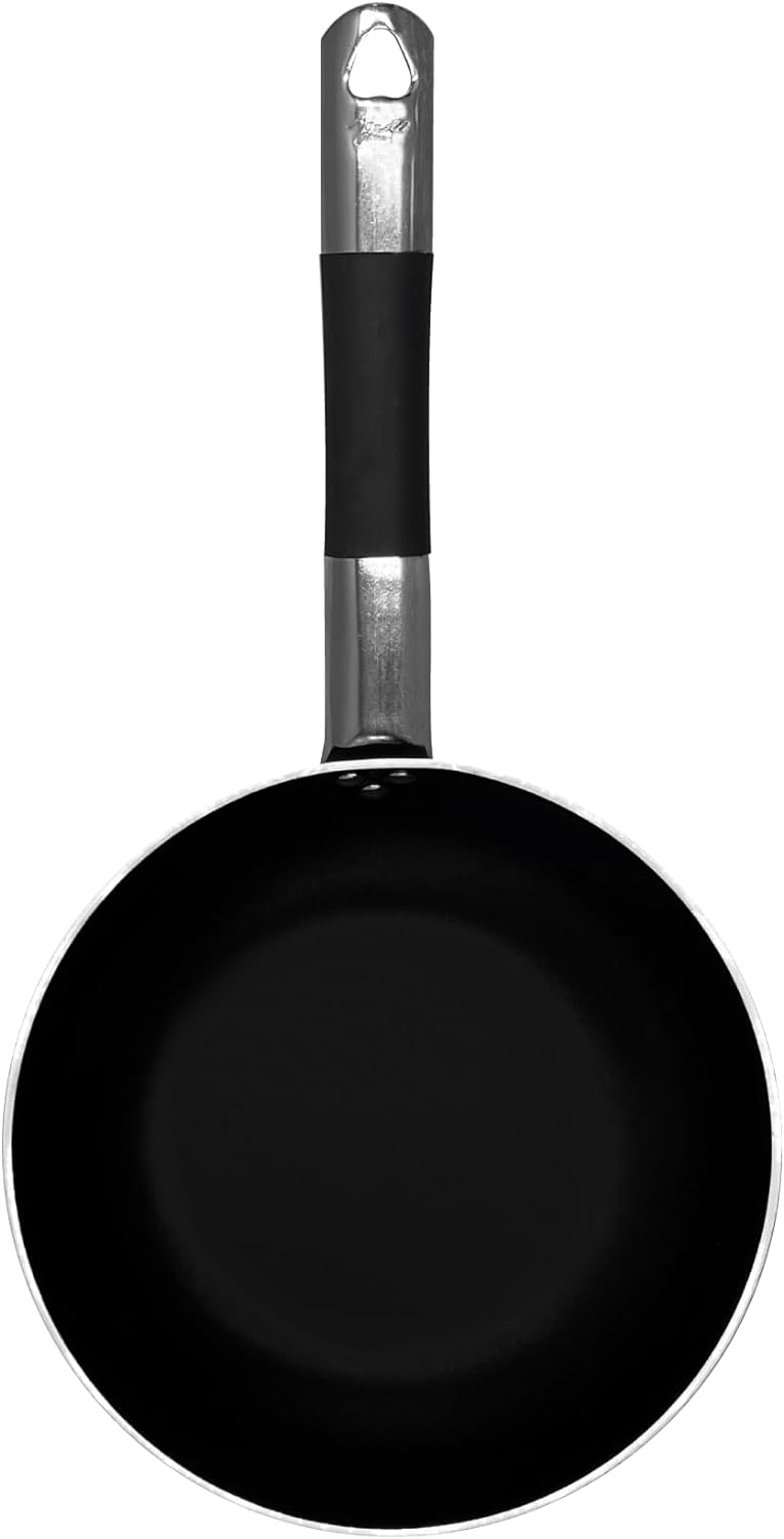 Pentole Agnelli ALSC111BSSC24 Schwarzschwarzes, hochsalziges Senkaluminium mit kühlem Edelstahlrohrg