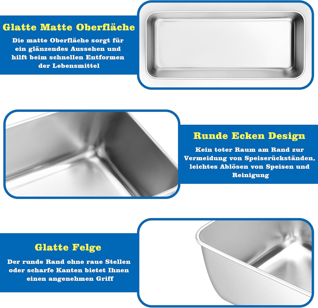 Homikit 30,5cm Kastenform Gross, Edelstahl Brotbackform Brotform für Kuchen, Brot und Toast, Rechtec