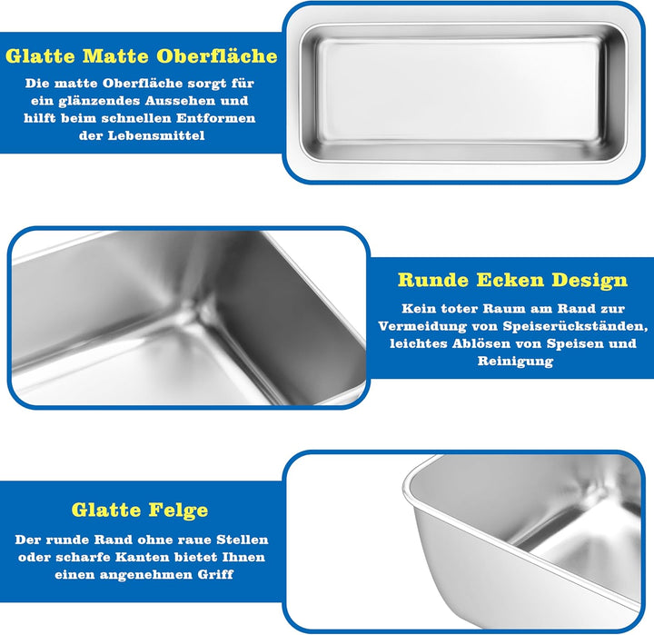 Homikit 30,5cm Kastenform Gross, Edelstahl Brotbackform Brotform für Kuchen, Brot und Toast, Rechtec