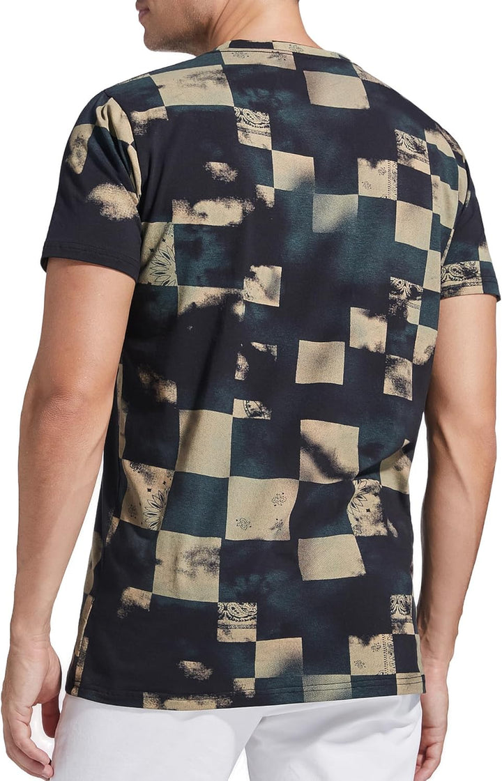 RONOMO Herren Mode Krawatte Dye T-Shirt Casual Print T-Shirt Graffiti T-Shirt M Cgz Green, M Cgz Gre