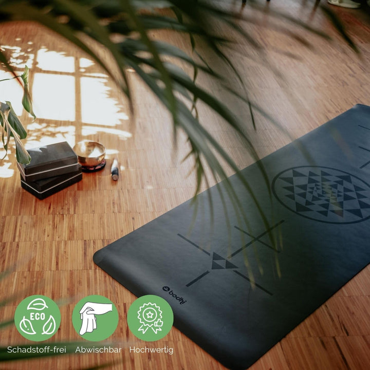 Bodhi Yogamatte Phoenix | Rutschfest & Schadstofffrei | Matte aus Naturkautschuk mit PU-Beschichtung