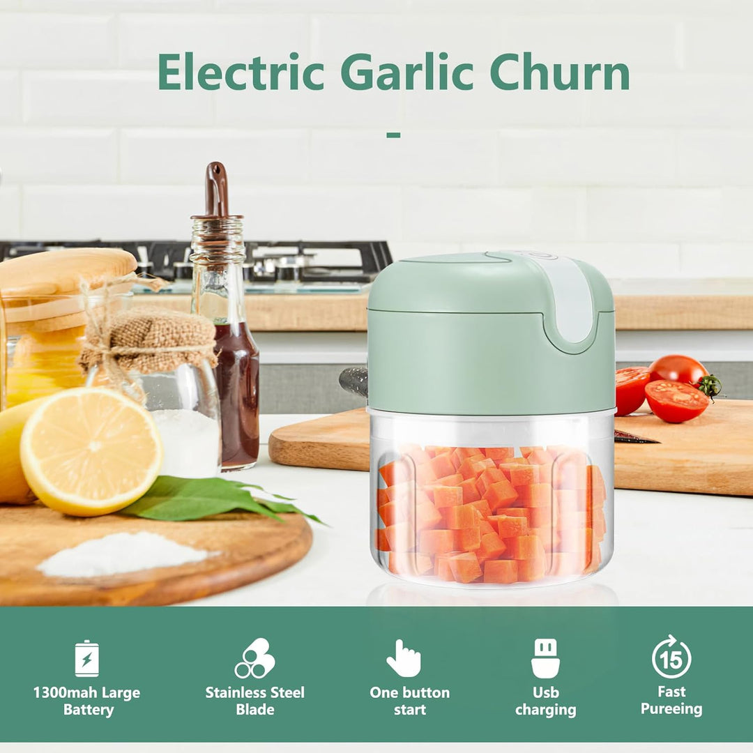 Akku Mini Zerkleinerer, 250 Ml Mini Lebensmittelhacker Elektrischer Knoblauchhacker Mit USB Ladung,