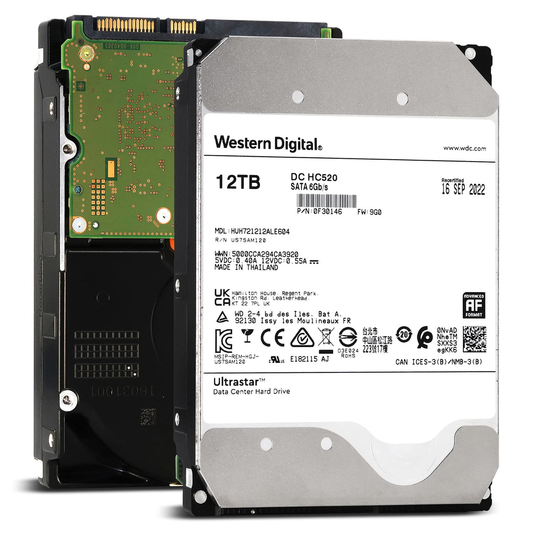Western Digital WD Ultrastar 12TB DC HC520 SATA HDD, 3,5 Zoll interne Festplatte für Server 256 MB C