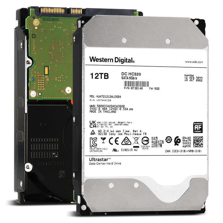 Western Digital WD Ultrastar 12TB DC HC520 SATA HDD, 3,5 Zoll interne Festplatte für Server 256 MB C
