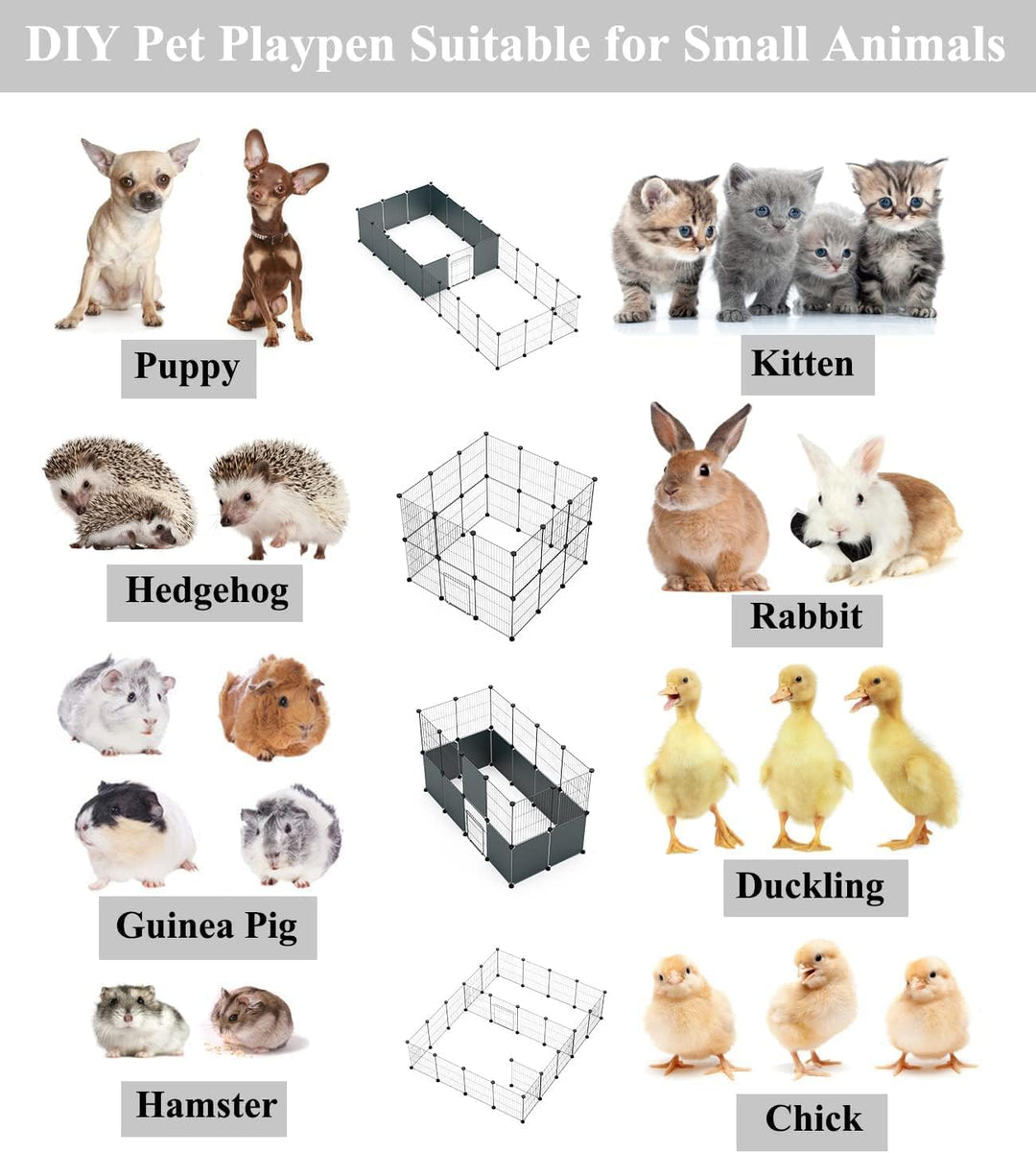 LANGXUN Schwarz FreigehegeInnengehege aus Metall Kleintierauslauf Kleintiergehege Kleintierk?fig f¨¹