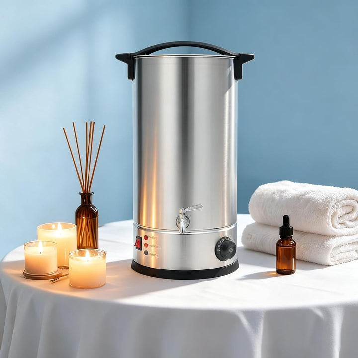 Wachsschmelzer 15L, Wachsschmelztiegel mit Temperaturregelung für Kerzen | 304 Edelstahl + PP, 1800W