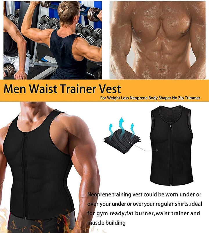 Yokald Herren Sauna Schweiss Weste Zipper Anzug Neopren Korsett Fitness Shapewear Kompression Taille