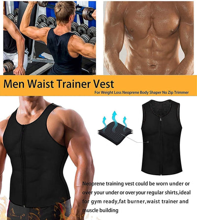 Yokald Herren Sauna Schweiss Weste Zipper Anzug Neopren Korsett Fitness Shapewear Kompression Taille