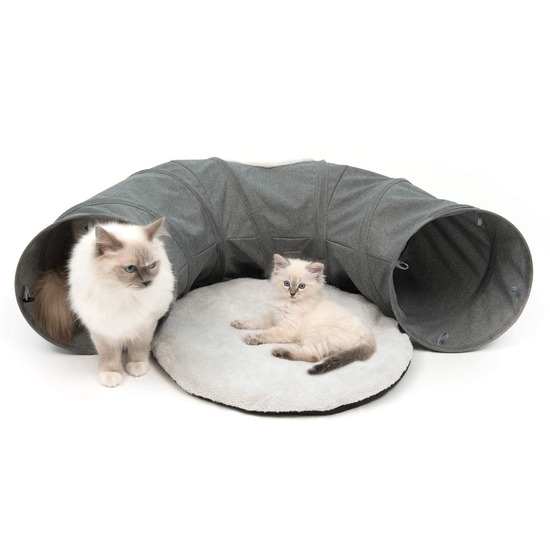Catit 41996 Vesper Tunnel, für Katzen, mit Schlafkissen, grau , Black, Black