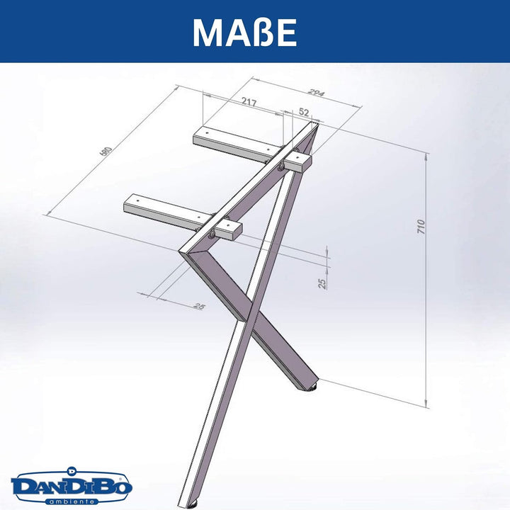 DanDiBo 2X Tischbeine Edelstahl 72 x 68 cm Tischgestell Höhenverstellbar 96678 Tischfüsse Möbelfüsse
