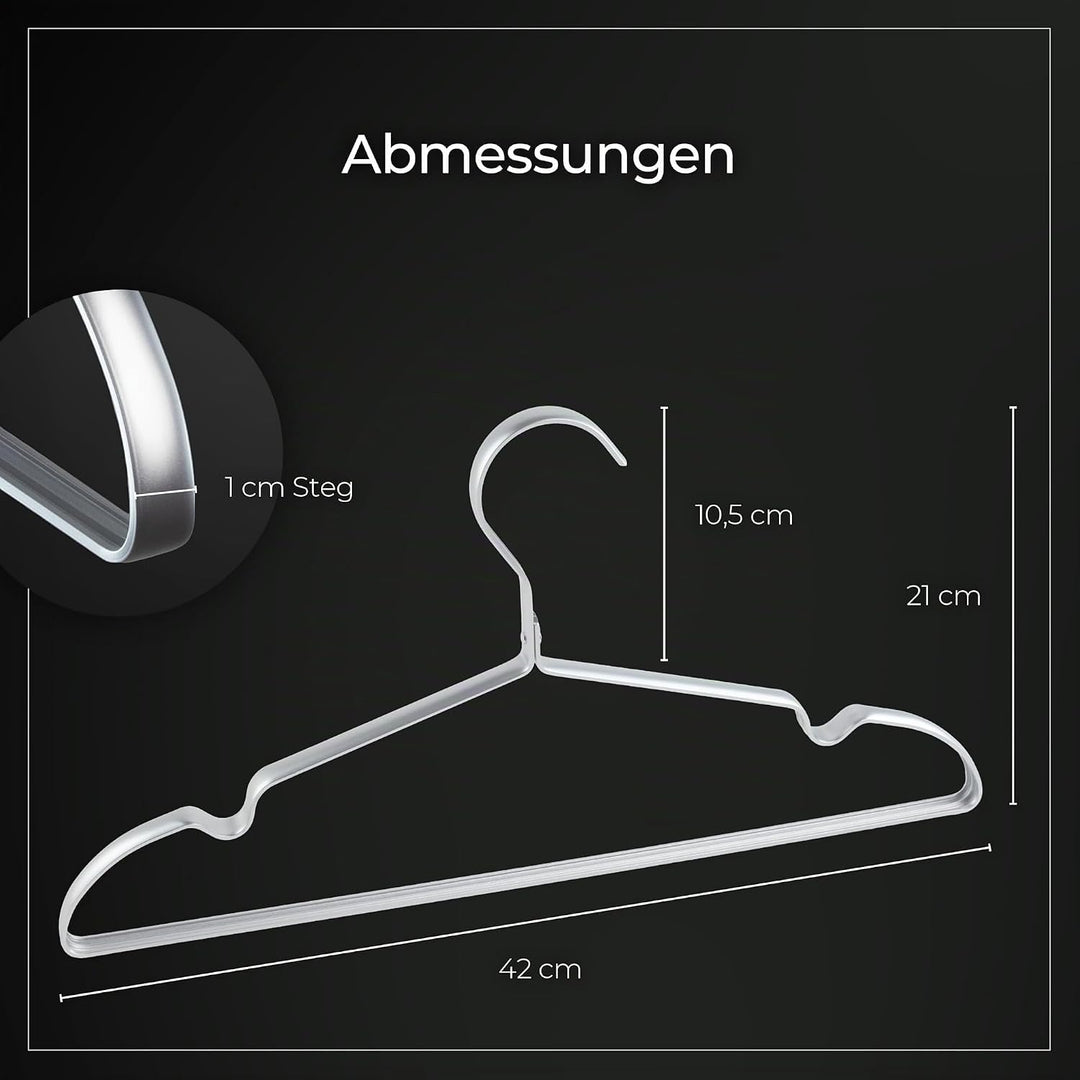 Parusia Kleiderbügel Silber, 42cm breit, 1cm stark, Kleiderbügel Metall rostfrei, formstabil, zur pl