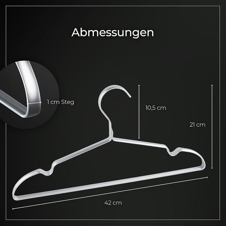 Parusia Kleiderbügel Silber, 42cm breit, 1cm stark, Kleiderbügel Metall rostfrei, formstabil, zur pl