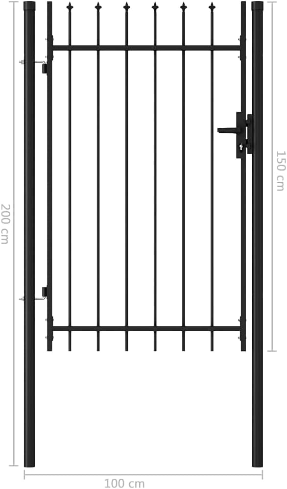 WIFESE 100x200 cm Zauntor mit Speerspitzen Stahl GartentüR Gartentor Gartenzaun Doppelstabmattenzaun