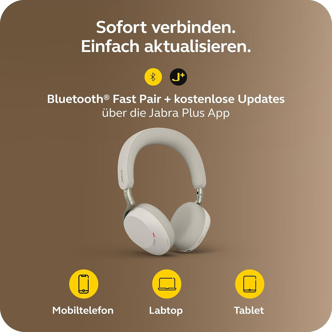 Jabra Evolve3 75, MS, Link390c, Warm Grey Warmgrau USB-C-Adapter – ohne Ständer, Warmgrau USB-C-Adap