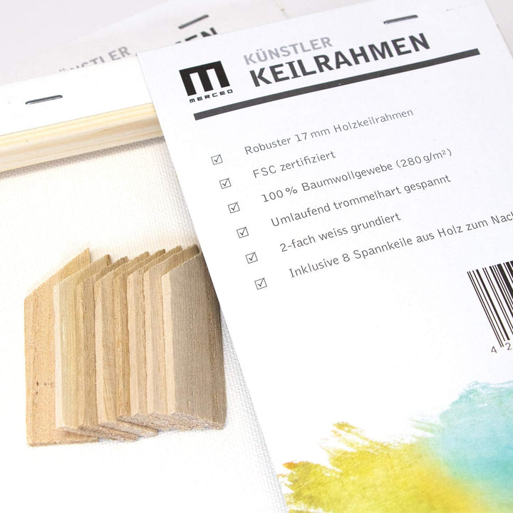 2er-Set Künstler-Leinwand zum Bemalen 30x40cm gross. Die leere, weisse Leinwand aus 100% Baumwolle i