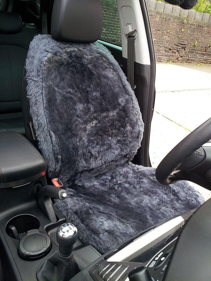 Sitzbezug Echt Lammfell Schonbezug Anthrazit Autoschonbezug KEIN Patchwork Schonbezug NEU