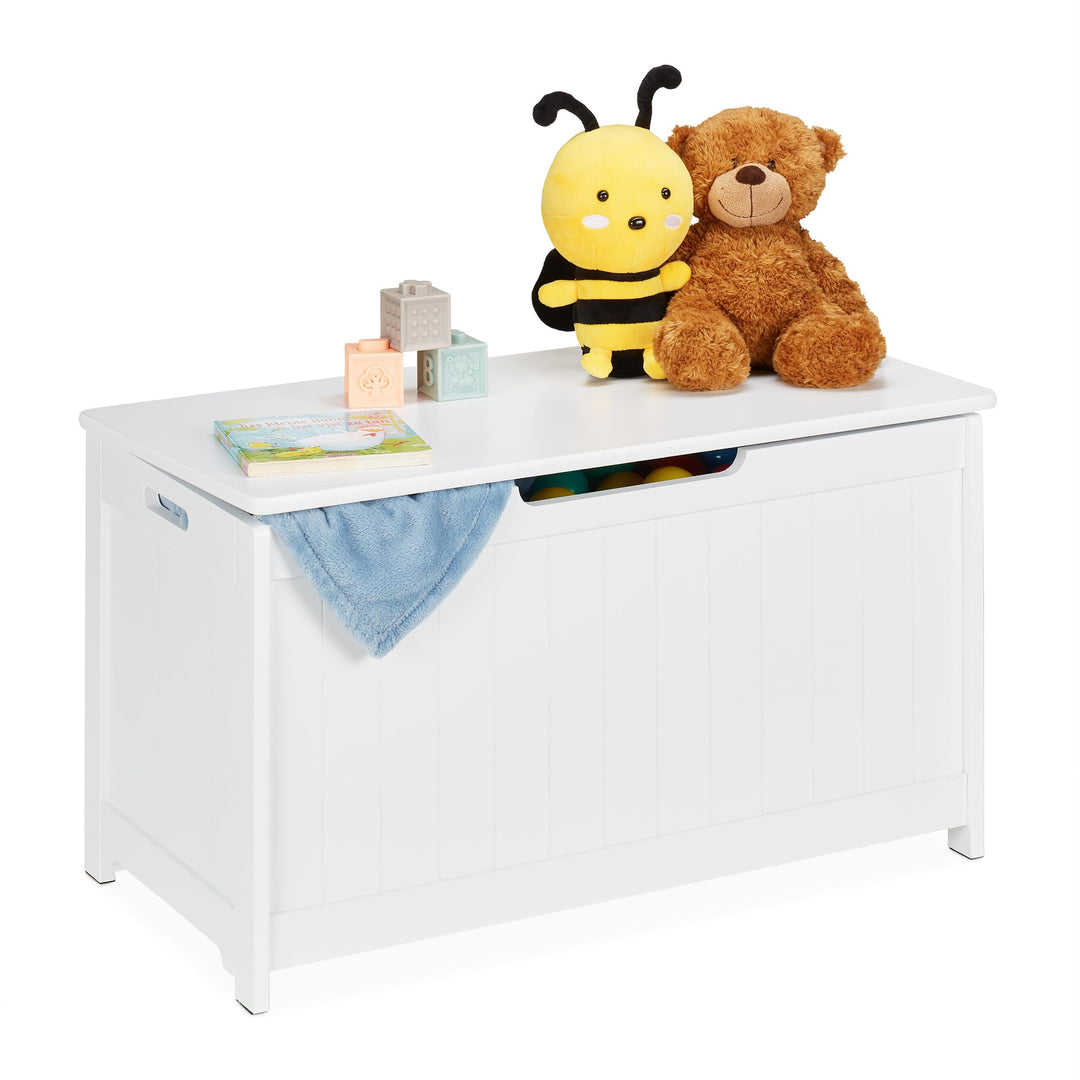 Relaxdays Aufbewahrungstruhe mit Deckel, grosse Spielzeugtruhe, Kinderzimmer, Spielsachen, HBT 45 x