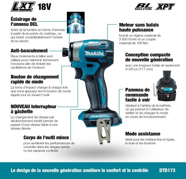Makita DTD173Z 18V Li-Ion Brushless LXT Schlagschrauber, Batterien und Ladegerät nicht im Lieferumfa