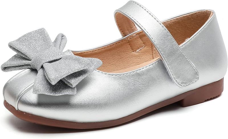 DADAWEN Klein Mädchen Mary Jane Ballerinas Prinzessin Taufschuhe 23 EU Silber, 23 EU Silber