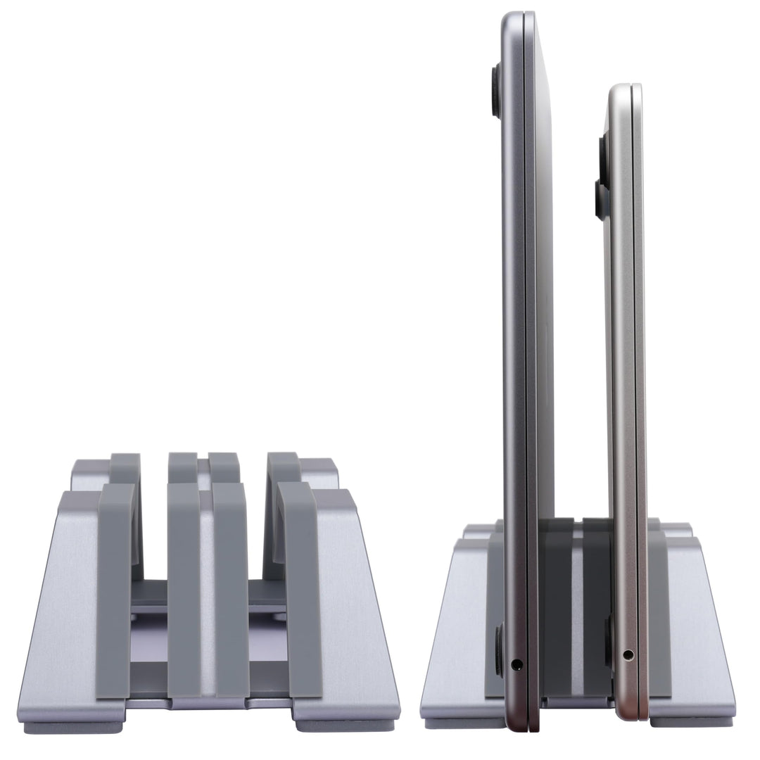 Psitek Verstellbarer Dual Vertikaler Laptopständer - Unterstützt 2 Geräte Aluminium, Universelle Pas
